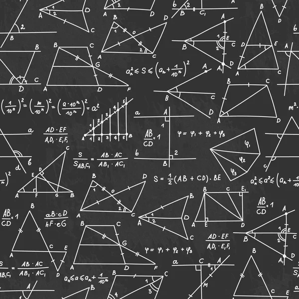 Schema doodle vettoriale senza soluzione di continuità scolastico con diversi schemi matematici — Vettoriale Stock