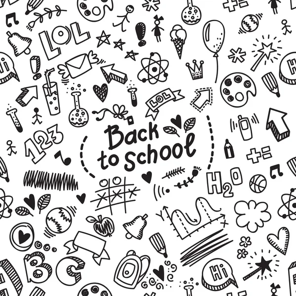 Vector seamless hand drawn doodle pattern. Back to school. — Stock Vector