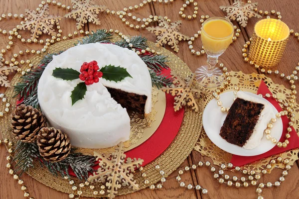 Bolo de Natal e ovo Nog — Fotografia de Stock