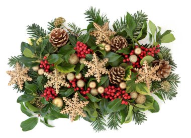 Altın kar taneleri ile dekorasyon 