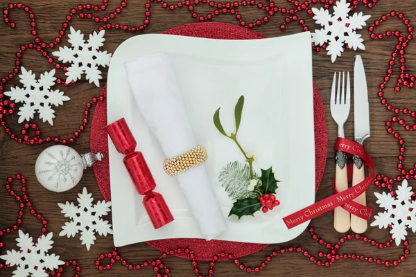 Configuração de mesa decorativa de Natal — Fotografia de Stock