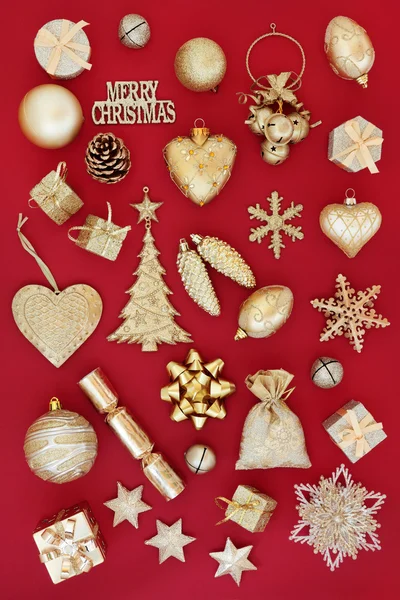 Zlaté Vánoční dekorace — Stock fotografie