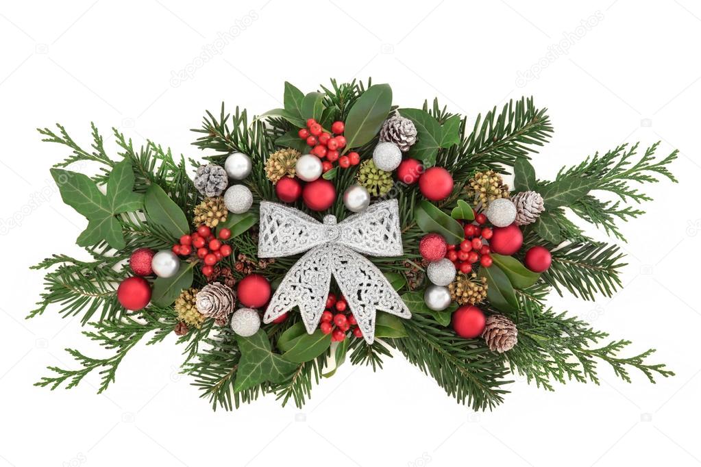 Christmas Floral Decoration with Bow