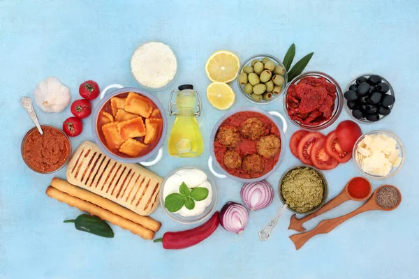 Ingredientes Alimentares Italianos Para Estilo Vida Saudável Baixo Colesterol Alto — Fotografia de Stock