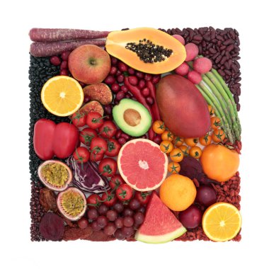 Kolesterolün azalmasına ve belli kanser riskinin azaltılmasına yardımcı olmak için yüksek miktarda likopene bazlı gıdalar. Ayrıca antioksidan, antosiyanin, vitamin, mineral, diyet fiber ve omega 3 içeriyor. Düz beyaz yatıyordu.  