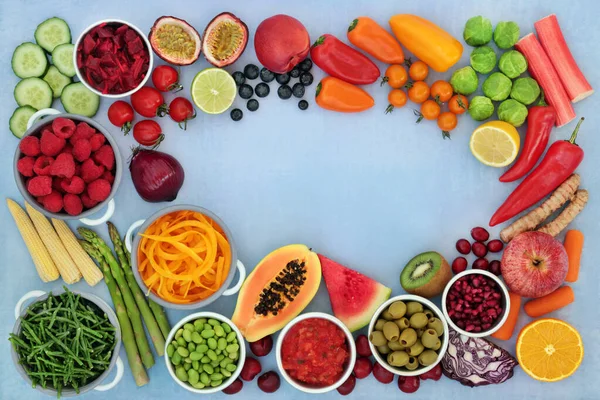 Lage Koolhydraten Gezonde Voeding Met Groenten Fruit Rijk Aan Voedingsvezels — Stockfoto