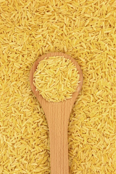 Здоровый Итальянский Orzo Макароны Деревянной Ложке Формирование Фона Безглютеновые Итальянские — стоковое фото