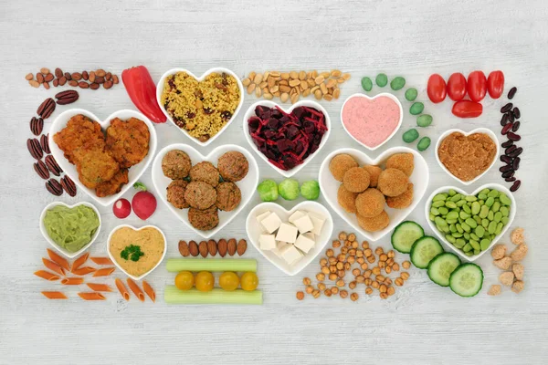 Alimentos Veganos Saludables Para Alimentación Ética Con Alimentos Base Plantas —  Fotos de Stock