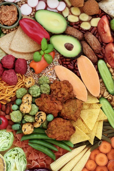 Gezonde Voedselkeuze Voor Een Veganistisch Dieet Met Voedsel Rijk Aan — Stockfoto