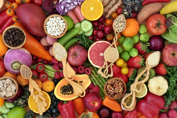 Τρόφιμα Χαμηλής Χοληστερόλης Πλούσια Αντιοξειδωτικά Φρούτα Λαχανικά Δημητριακά Δημητριακά Όσπρια — Φωτογραφία Αρχείου