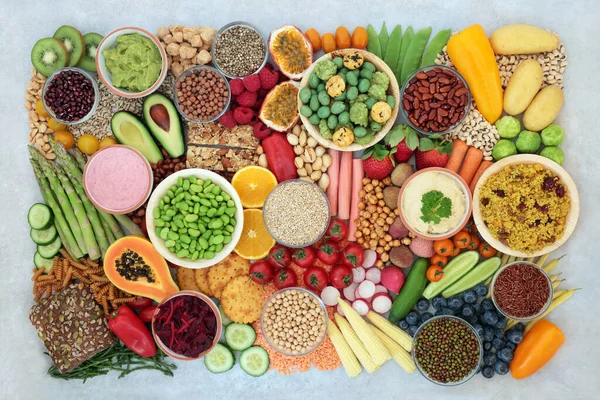 Plantaardig Veganistisch Voedsel Voor Een Gezonde Levensstijl Met Groenten Fruit Stockfoto