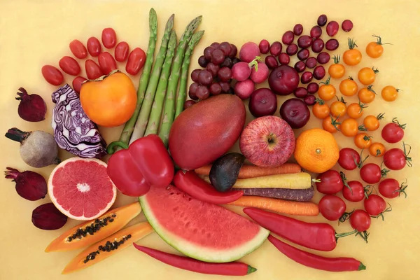 Frutas Vegetais Saudáveis Ricos Licopeno Para Aumento Sistema Imunológico Com — Fotografia de Stock