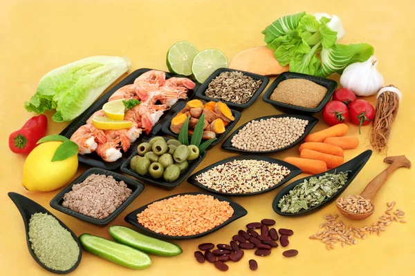 Superfood Dla Zdrowej Zrównoważonej Diety Wysokiej Zawartości Białka Omega Witamin — Zdjęcie stockowe