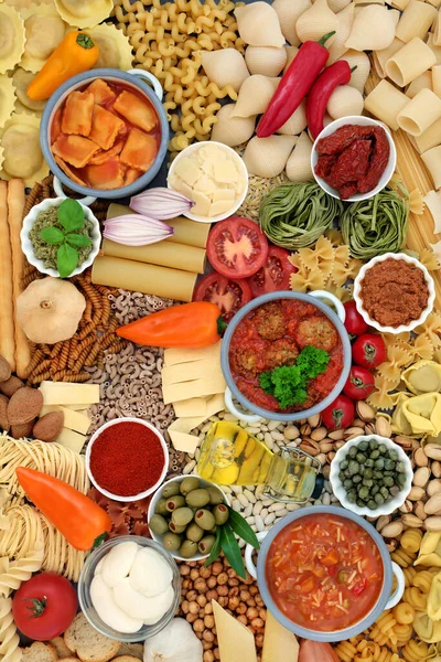 Italské Středomořské Složky Potravin Pro Vyváženou Výživu Vysokým Obsahem Antioxidantů — Stock fotografie