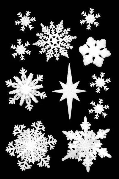 Navidad Invierno Blanco Copo Nieve Esmerilado Decoraciones Estrella Sobre Fondo —  Fotos de Stock