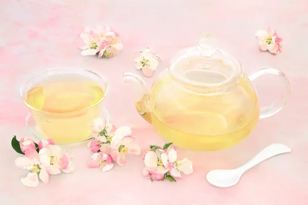 Цветение Яблони Цветок Травяной Чай Высоким Содержанием Антиоксидантов Полезным Пищеварения — стоковое фото