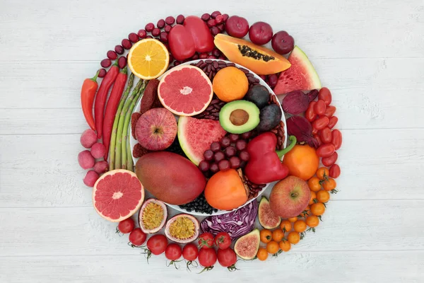 Low Cholesterol Immune System Boosting Health Food Fruit Vegetables High — Stock Photo, Image