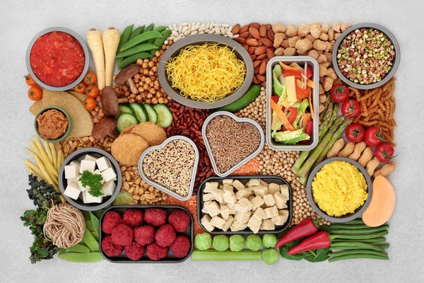 Laag Cholesterol Veganistisch Gezondheidsvoedsel Met Plantaardige Voedingsmiddelen Hoog Omega Antioxidanten — Stockfoto