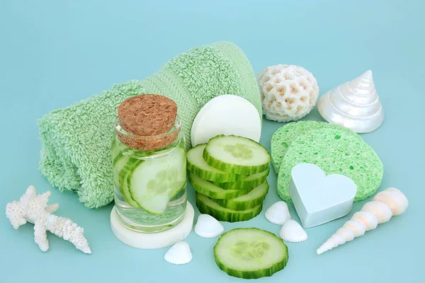 Cool Cucumber Skin Body Care Treatment Concept Natural Products Use — Stock Photo, Image