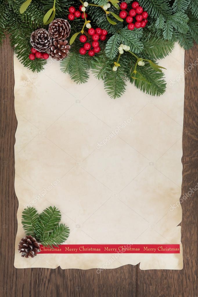 Christmas background with parchment Royalty Free Vector