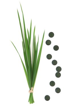 Chlorella Tablets and Wheat Grass clipart