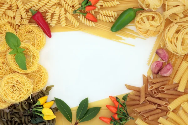 Pasta Herb and Spice Border — Stock Photo, Image