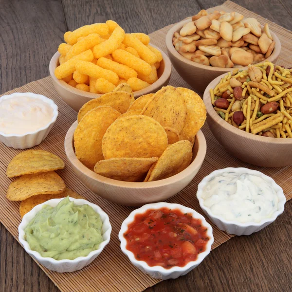 Dips och chips — Stockfoto