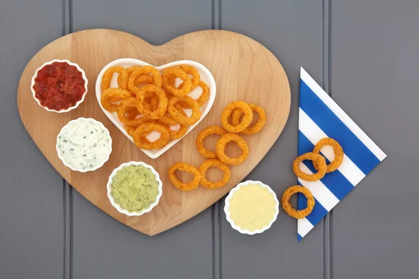 Anillos y Salsas de Cebolla — Foto de Stock