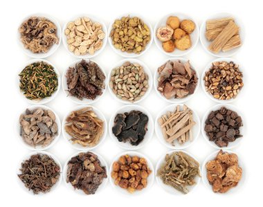 Chinese herbal medicine selection clipart