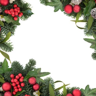 Holly and Red Bauble Border clipart
