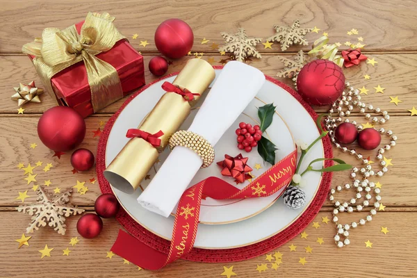 Christmas Dinner Place Setting — Stock Photo, Image