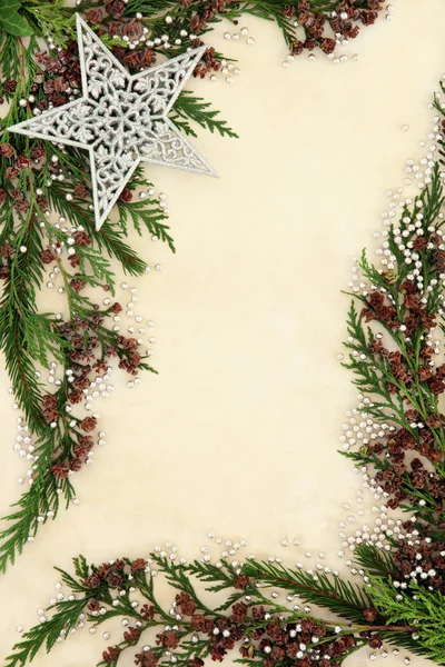 Різдво тло кордону з Срібна зірка — стокове фото
