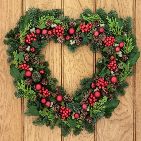 Heart Shaped Christmas Wreath — Stock Photo, Image