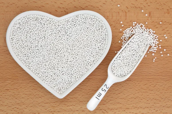 Tapioca Pearls in Heart Shaped Bowl and Scoop — Stock Photo, Image