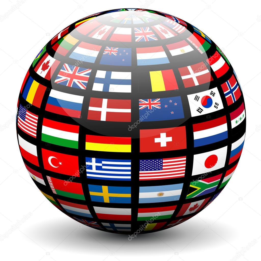 Flags of the world globe