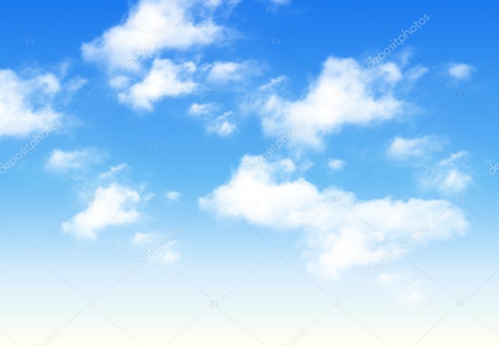 Blue sky with clouds, perfect day vector background.
