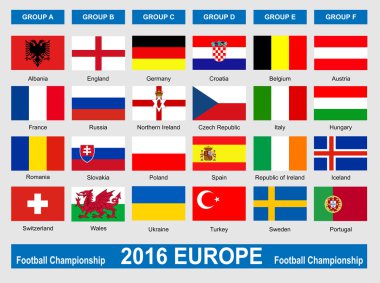 Futbol Şampiyonası 2016 bayrakları