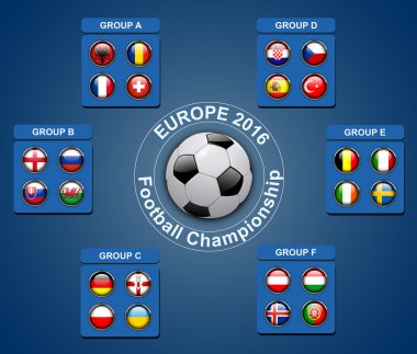 Bayrakları düğmelerini Futbol Şampiyonası 2016