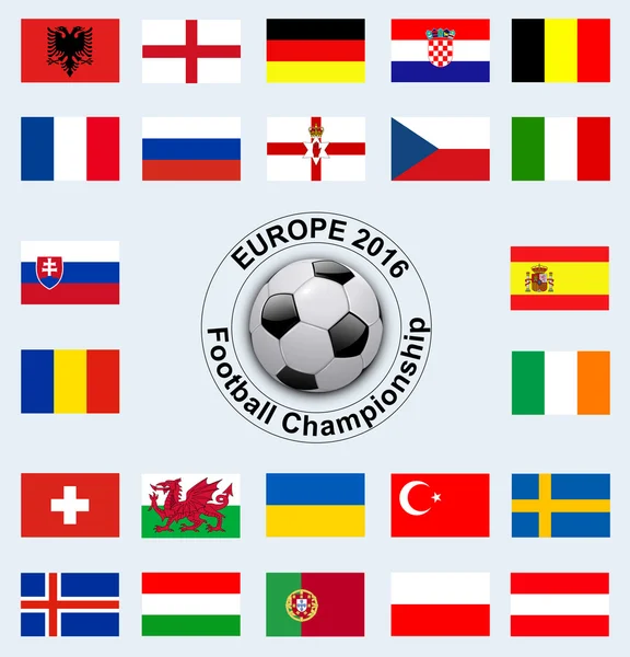 Banderas del campeonato de fútbol 2016 — Archivo Imágenes Vectoriales