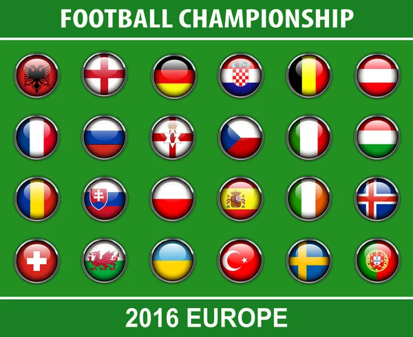 Vlaggen knoppen van voetbalkampioenschap 2016 — Stockvector