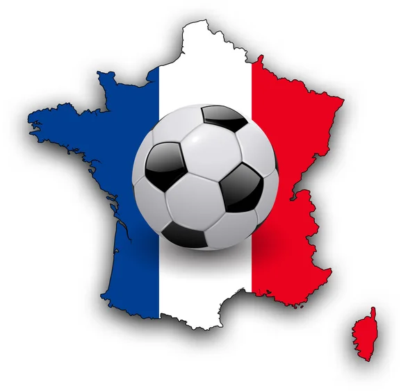 Background with map of France and soccer ball — Stock Vector