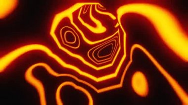 Soyut çizgili neon ışıklı desenler, dikişsiz 4K animasyon, ateşli turuncu fütüristik arka plan. Dinamik ve hızlı 3D döngü ilginç animasyon.