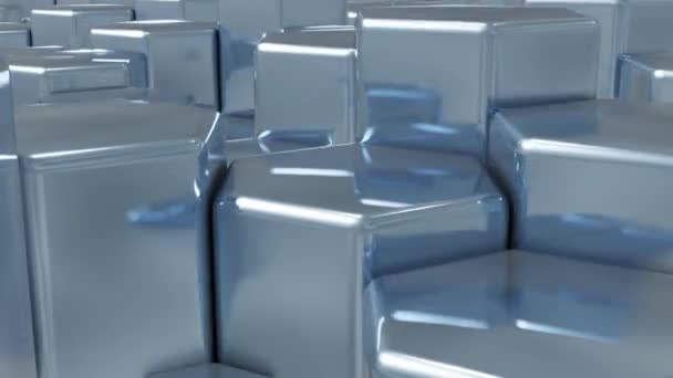 Abstrato Prata Hexágonos Futuristas Padrão Superfície Parede Cromada Hexagonal Movimento — Vídeo de Stock