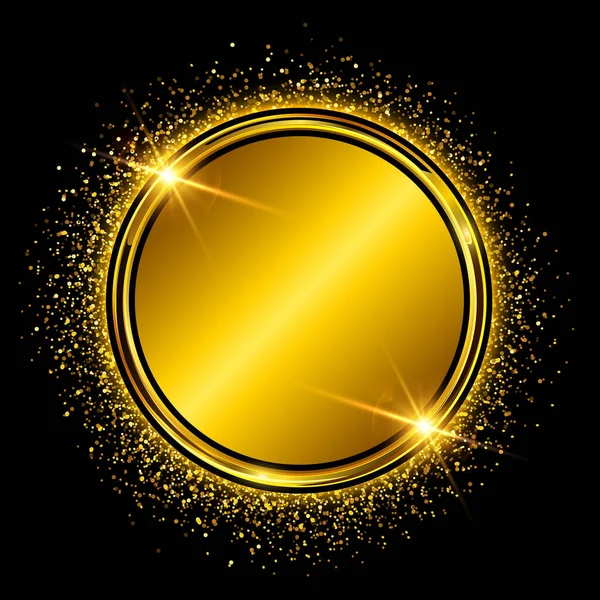 Zlatý Třpytivý Prsten Třpytkami Černém Pozadí Vektorový Luxus Lesklý Zlatý — Stockový vektor