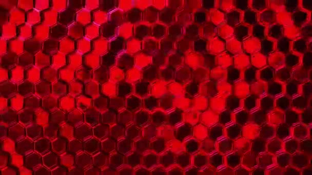 Patrón Hexágonos Parpadeantes Fondo Inconsútil Bucle Móvil Hexagonal Rojo Animación — Vídeos de Stock