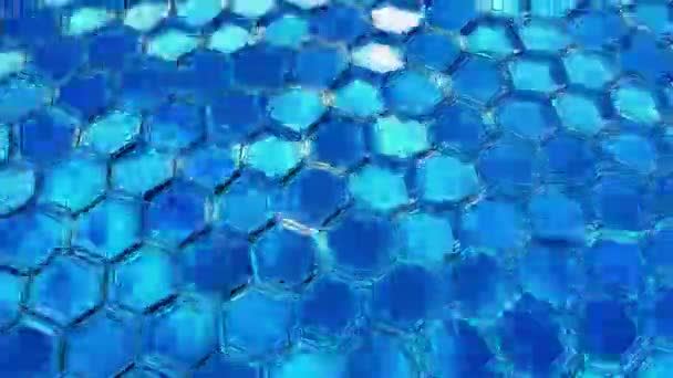 Blinkende Sechsecke Muster Blaue Sechseckige Bewegte Schleife Nahtlosen Hintergrund Geloopte — Stockvideo