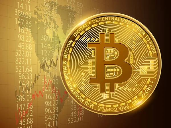 Fondo Negocio Con Icono Bitcoin Diagramas Datos Finaciales Diseño Concepto — Vector de stock