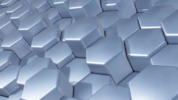Resumen Plata Hexagones Futuristas Patrón Superficie Pared Cromo Hexagonal Moviéndose — Vídeos de Stock