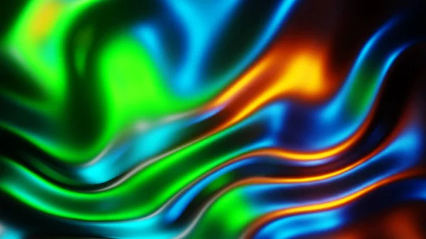 Abstract Background Liquid Metal Waves Neon Colors Interesting Texture Render — Stock Photo, Image