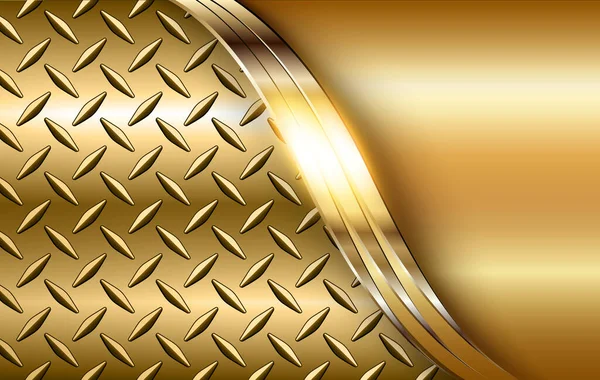 Złote Metalowe Tło Złoty Elegancki Błyszczący Metaliczny Wzór Diamentową Płytą — Wektor stockowy